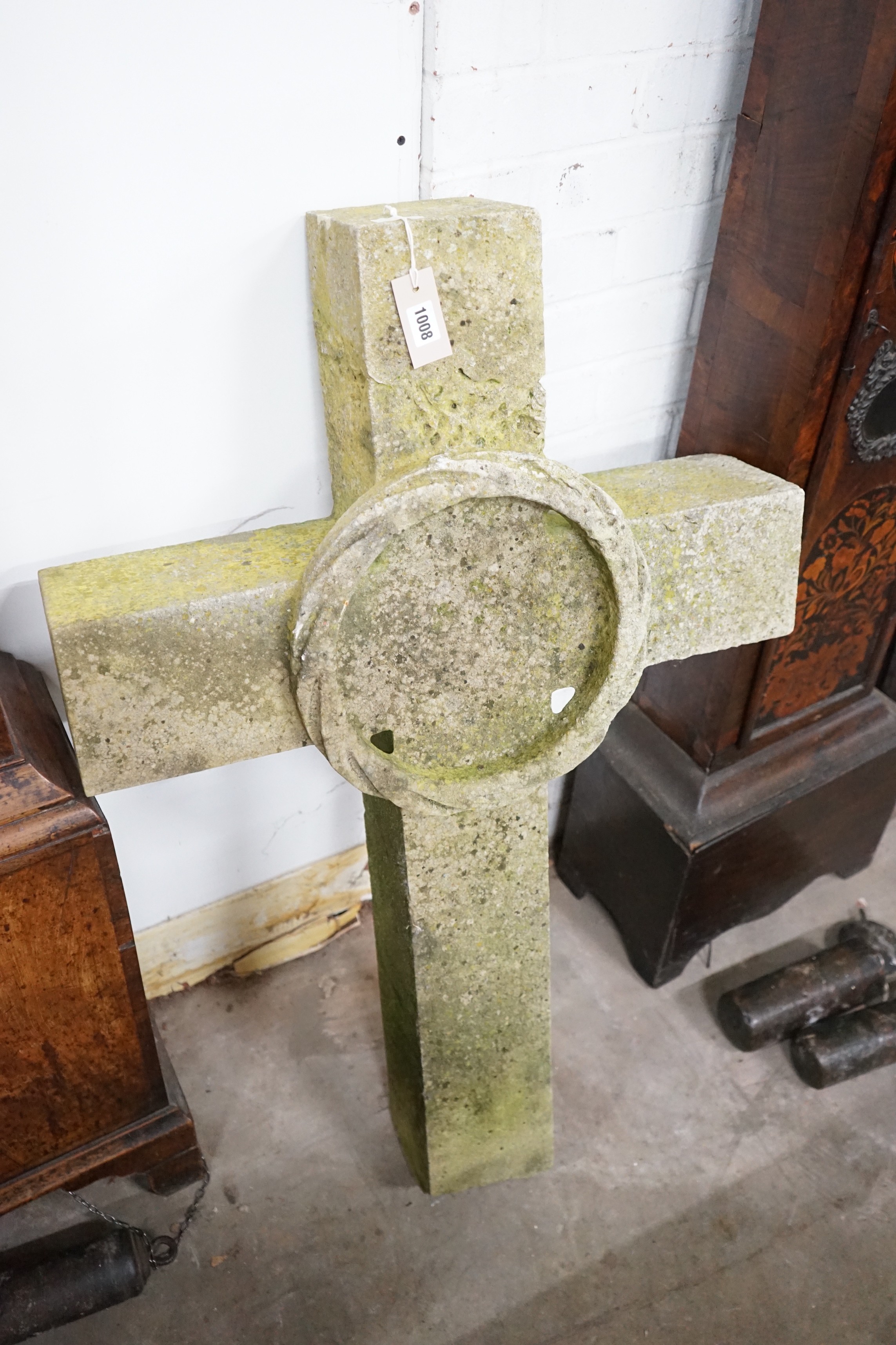 A marble cross, width 70cm, height 103cm